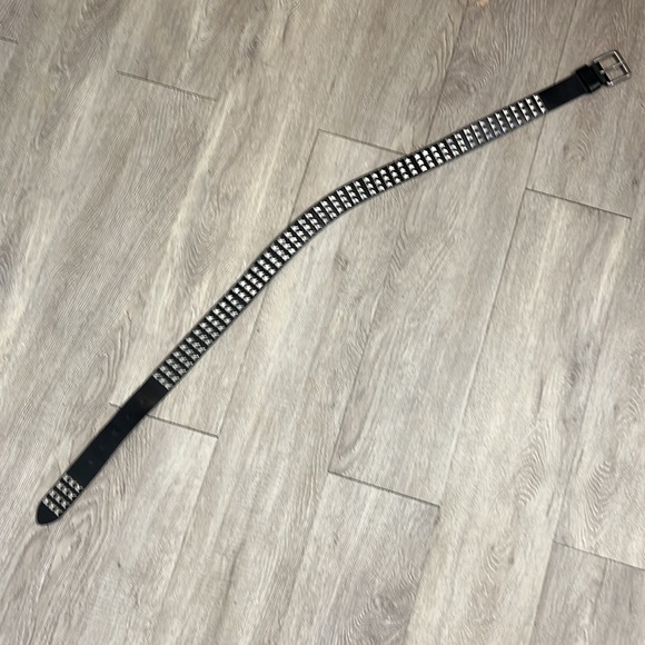 Xhiliration, Size Large, Black Leather With Silver Studs Belt - Picture 3 of 6